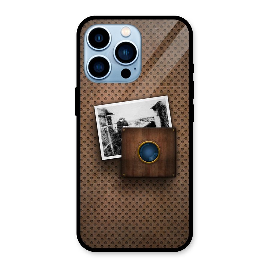 Vintage Wood Camera Glass Back Case for iPhone 13 Pro