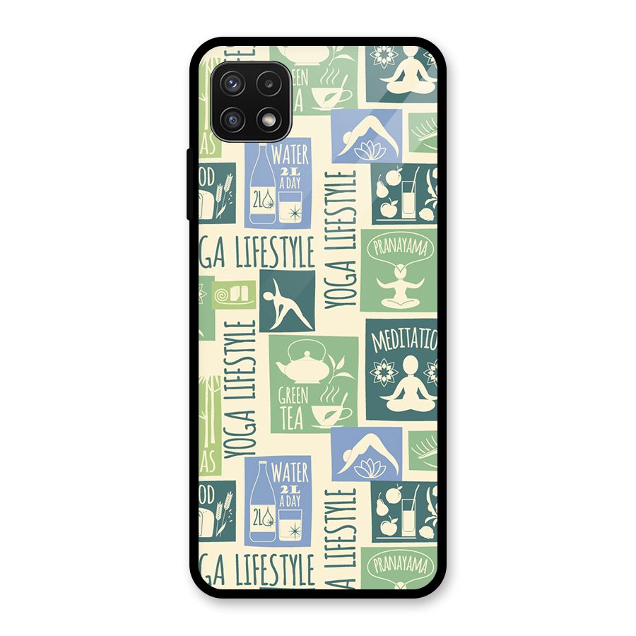 Vintage Yoga Lifestyle Glass Back Case for Galaxy A22 5G