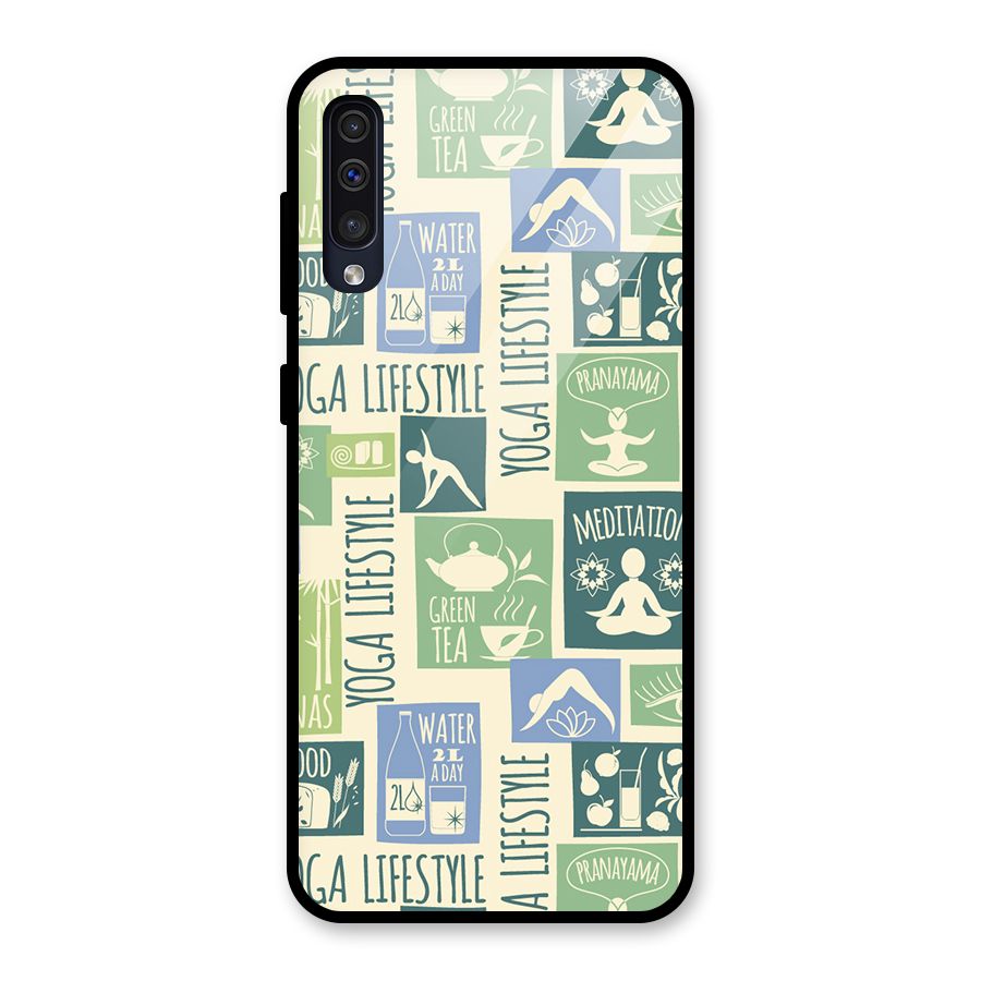 Vintage Yoga Lifestyle Glass Back Case for Galaxy A30s