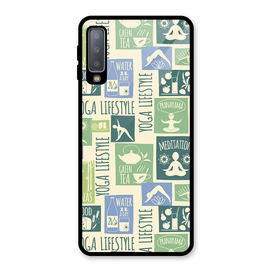 Vintage Yoga Lifestyle Glass Back Case for Galaxy A7 (2018)