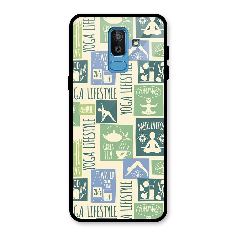 Vintage Yoga Lifestyle Glass Back Case for Galaxy J8