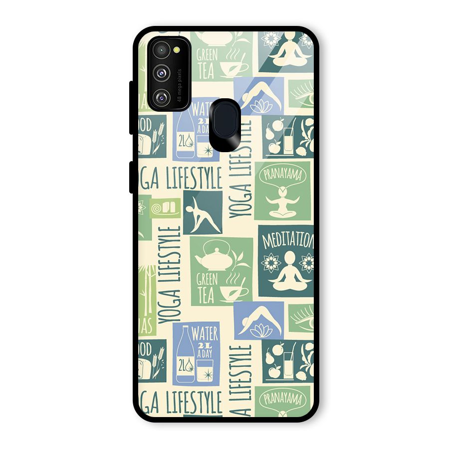 Vintage Yoga Lifestyle Glass Back Case for Galaxy M21