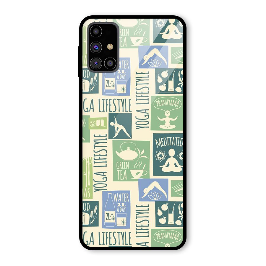 Vintage Yoga Lifestyle Glass Back Case for Galaxy M31s