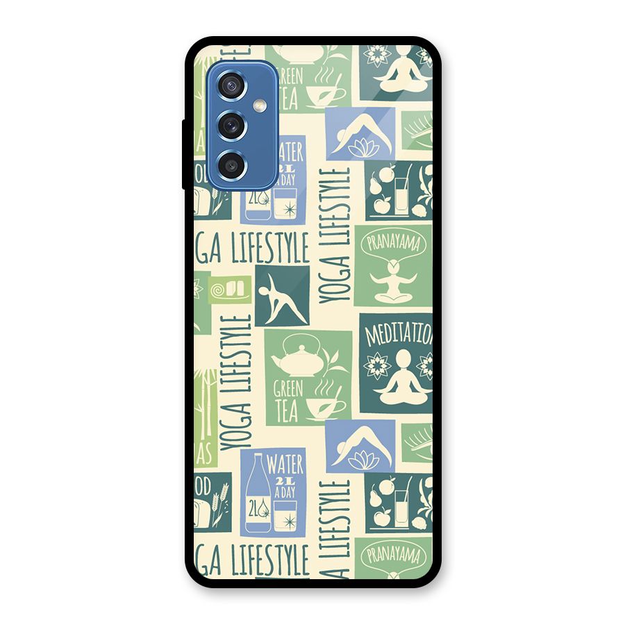 Vintage Yoga Lifestyle Glass Back Case for Galaxy M52 5G