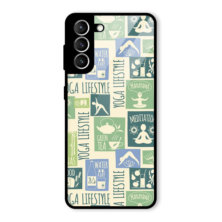 Vintage Yoga Lifestyle Glass Back Case for Galaxy S21 5G