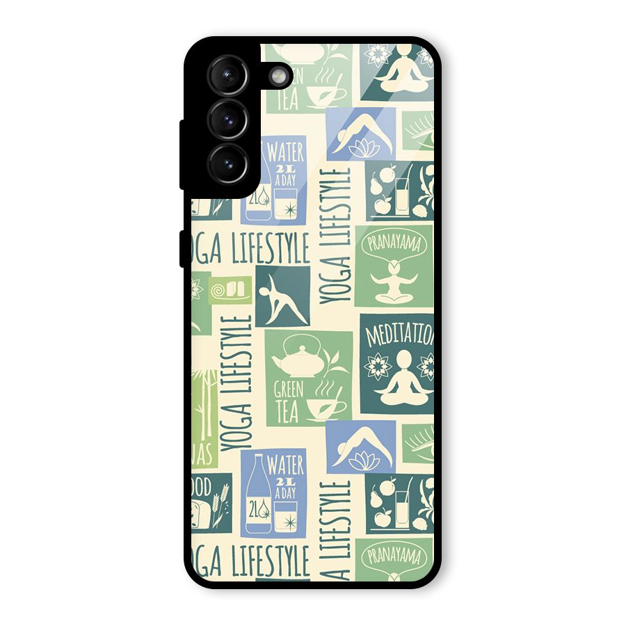 Vintage Yoga Lifestyle Glass Back Case for Galaxy S21 Plus
