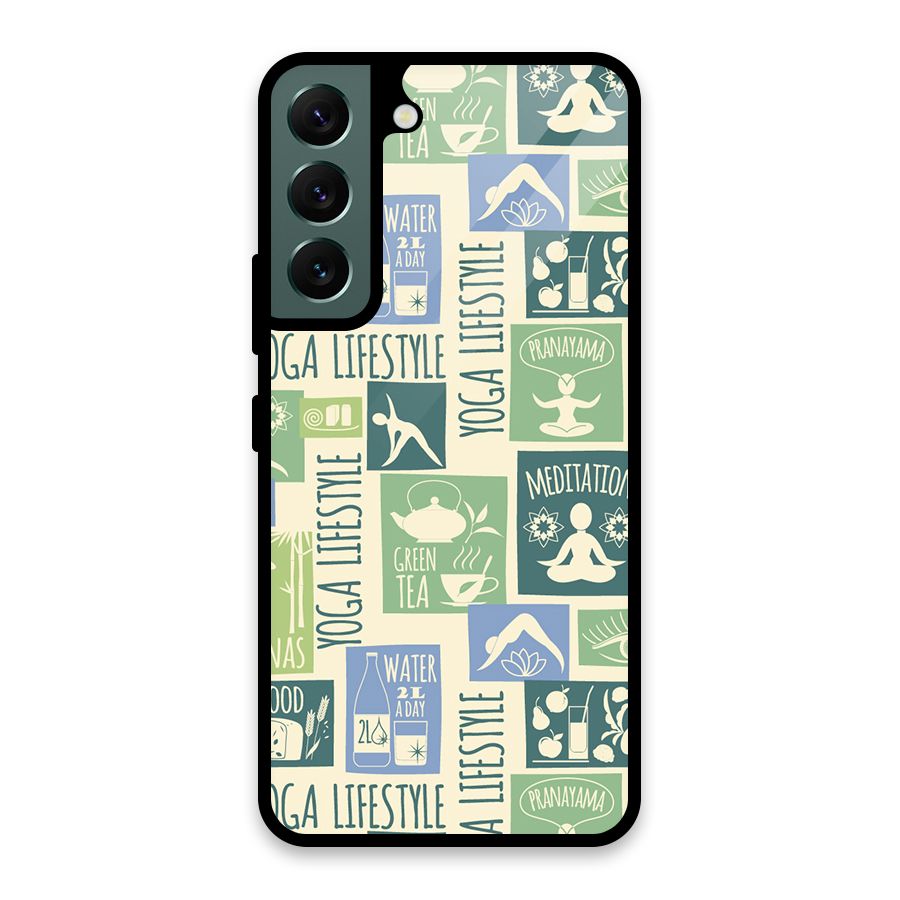 Vintage Yoga Lifestyle Glass Back Case for Galaxy S22 5G