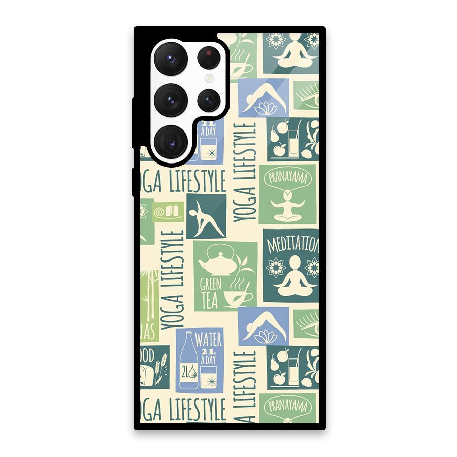 Vintage Yoga Lifestyle Glass Back Case for Galaxy S22 Ultra 5G