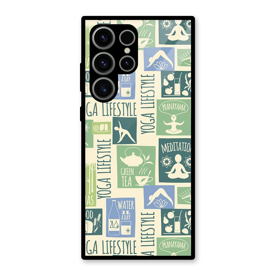 Vintage Yoga Lifestyle Glass Back Case for Galaxy S23 Ultra