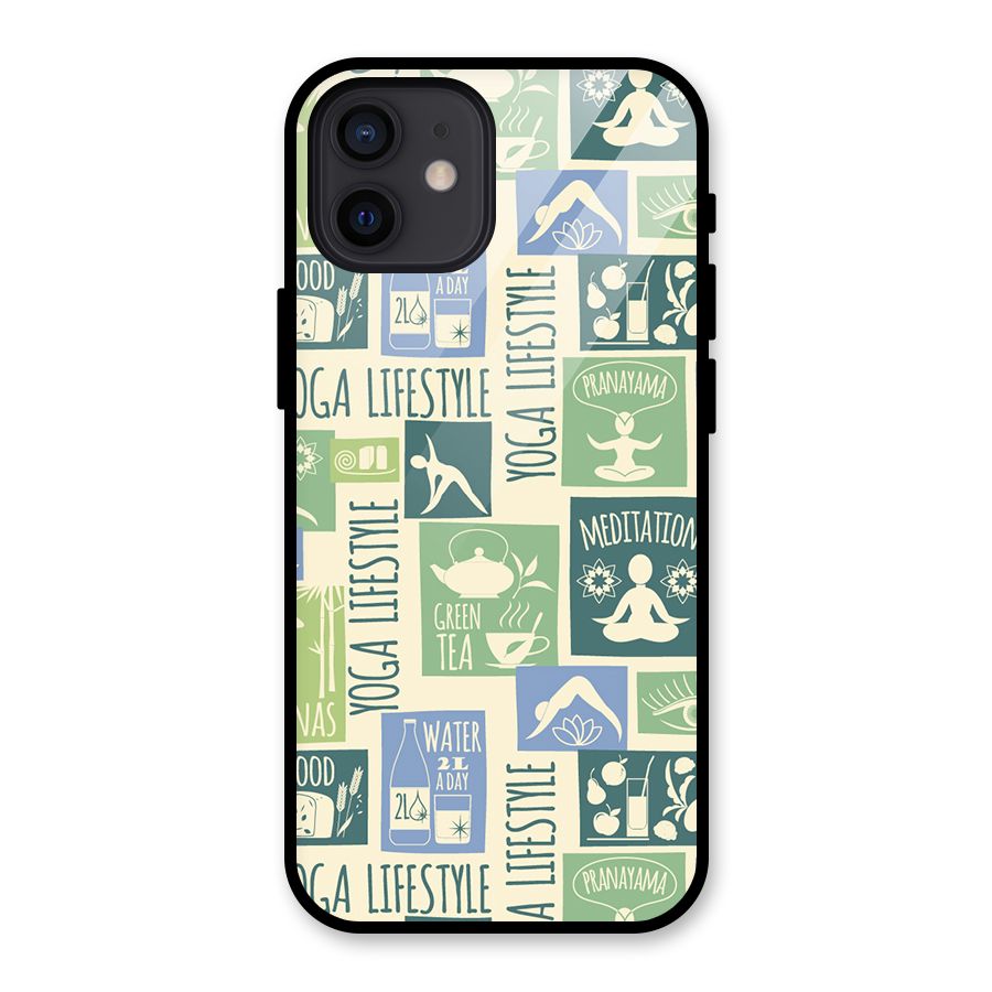 Vintage Yoga Lifestyle Glass Back Case for iPhone 12