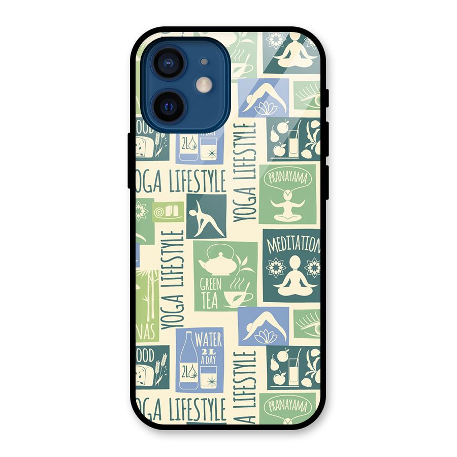Vintage Yoga Lifestyle Glass Back Case for iPhone 12 Mini