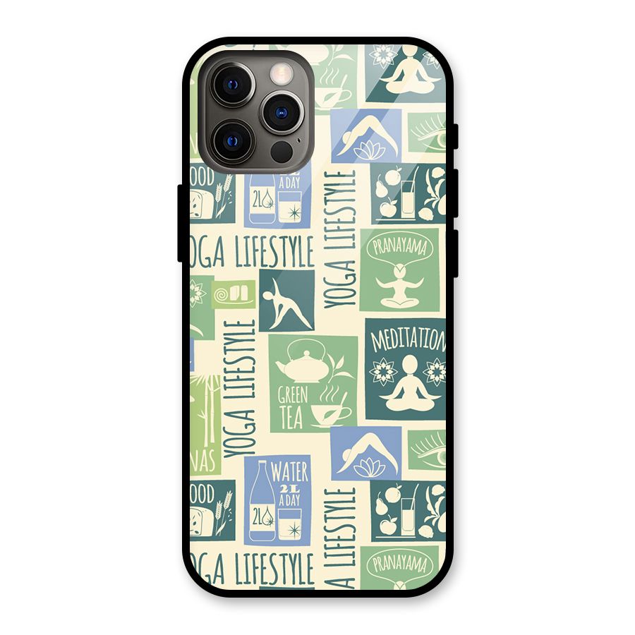 Vintage Yoga Lifestyle Glass Back Case for iPhone 12 Pro