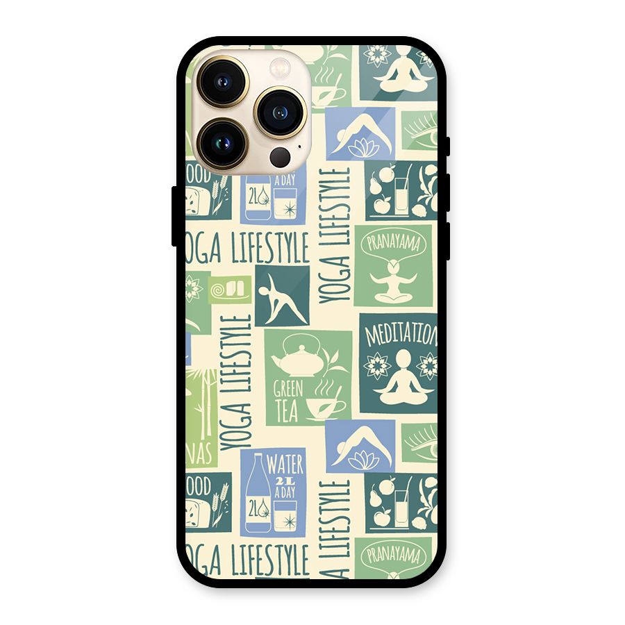 Vintage Yoga Lifestyle Glass Back Case for iPhone 13 Pro Max
