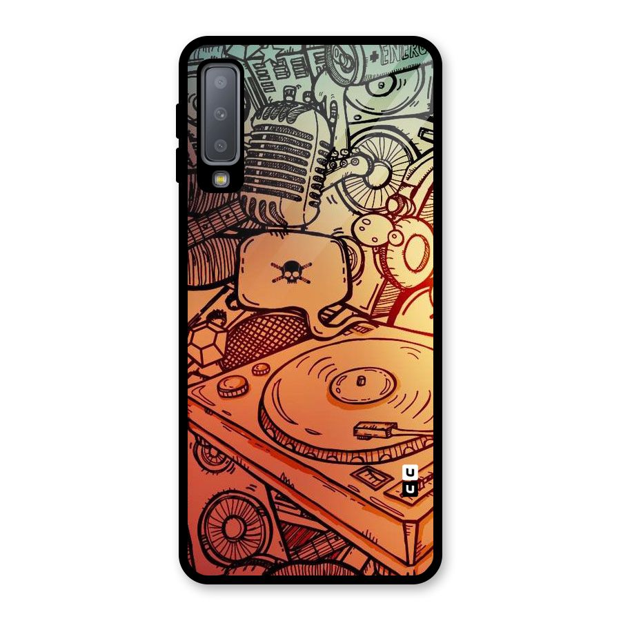 Vinyl Design Glass Back Case for Galaxy A7 (2018)