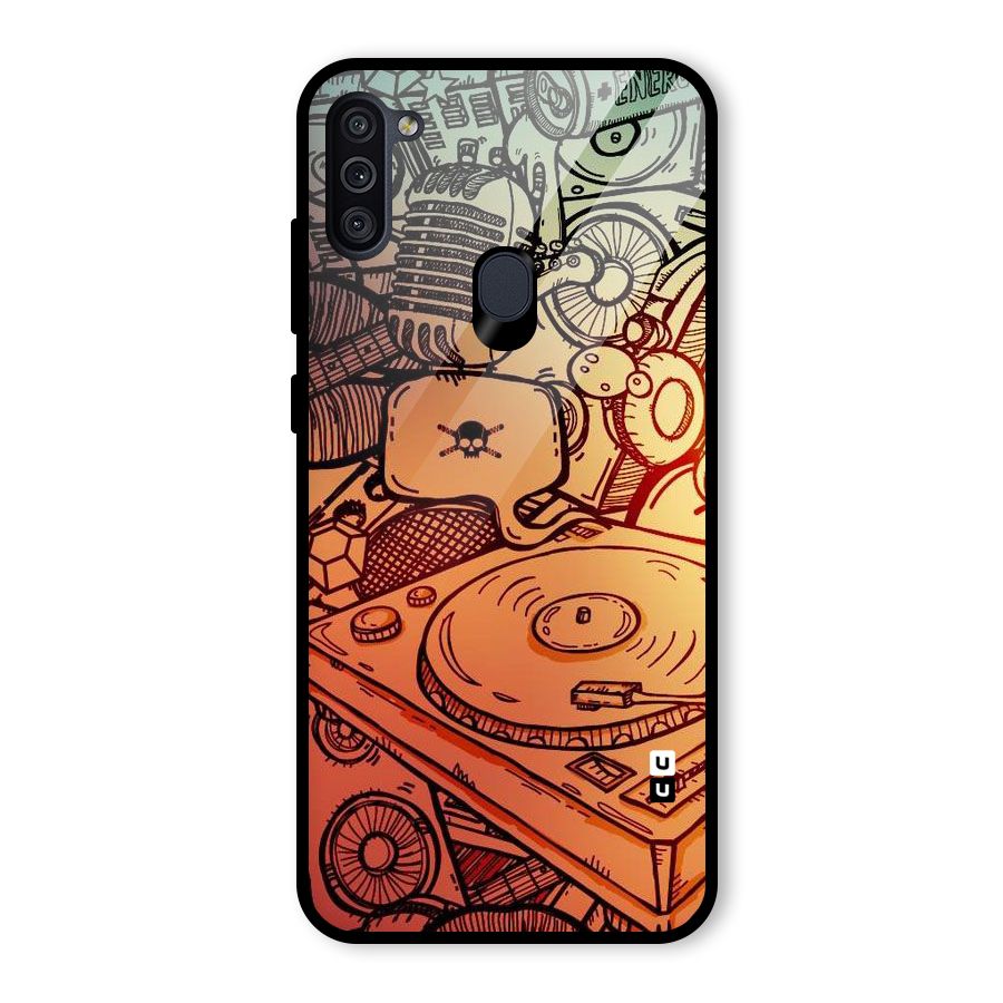 Vinyl Design Glass Back Case for Galaxy M11