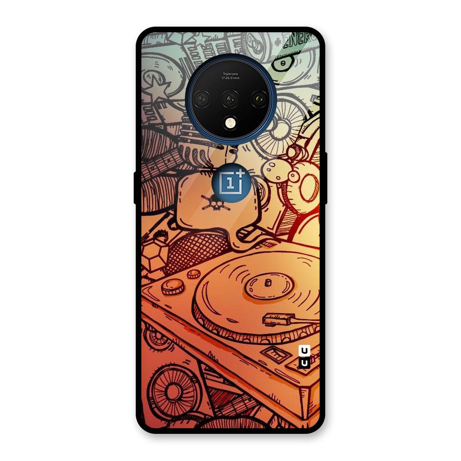 Vinyl Design Glass Back Case for OnePlus 7T