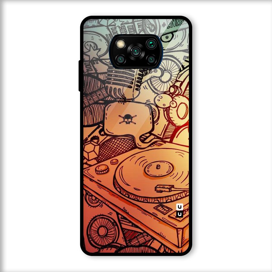 Vinyl Design Glass Back Case for Poco X3