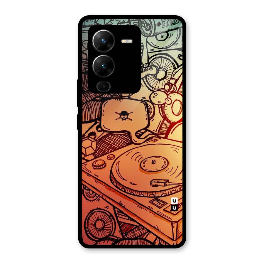Vinyl Design Glass Back Case for Vivo V25 Pro