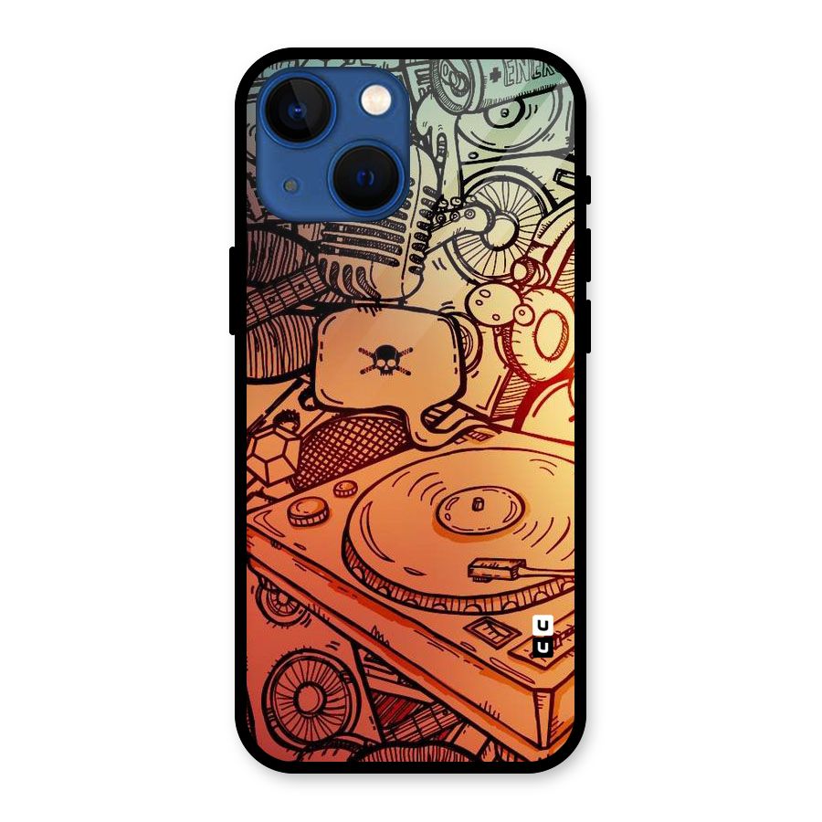 Vinyl Design Glass Back Case for iPhone 13 Mini