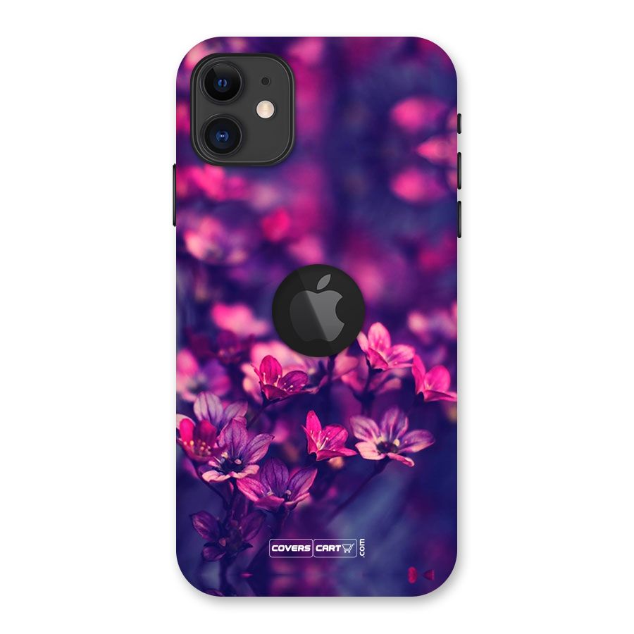 Violet Floral Back Case for iPhone 11 Logo Cut