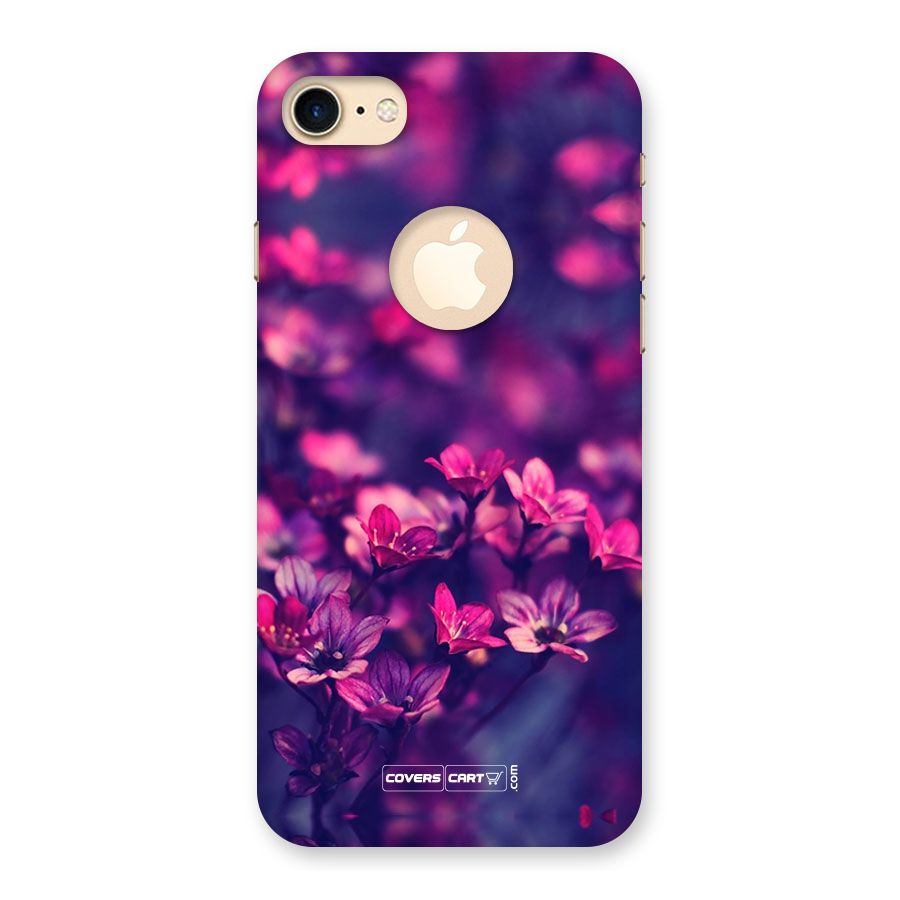 Violet Floral Back Case for iPhone 7 Logo Cut