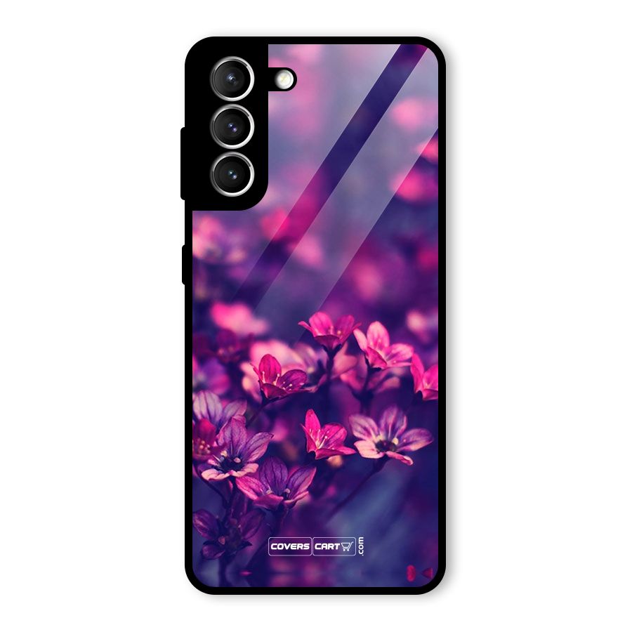 Violet Floral Glass Back Case for Galaxy S21 5G
