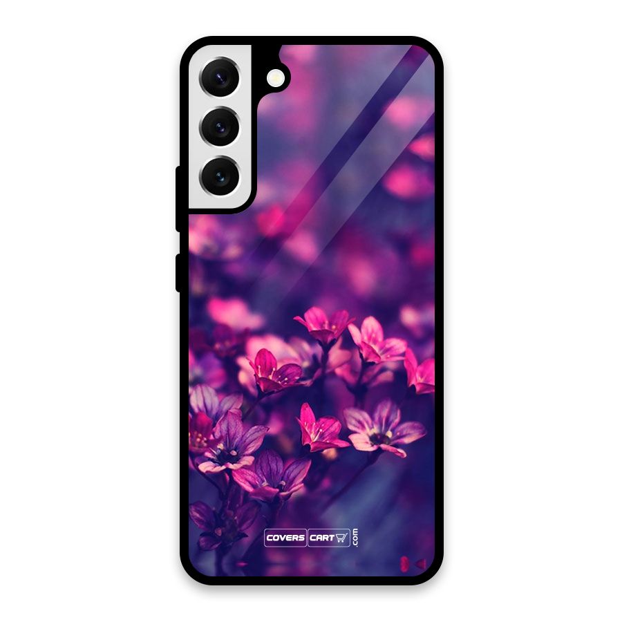Violet Floral Glass Back Case for Galaxy S22 Plus 5G
