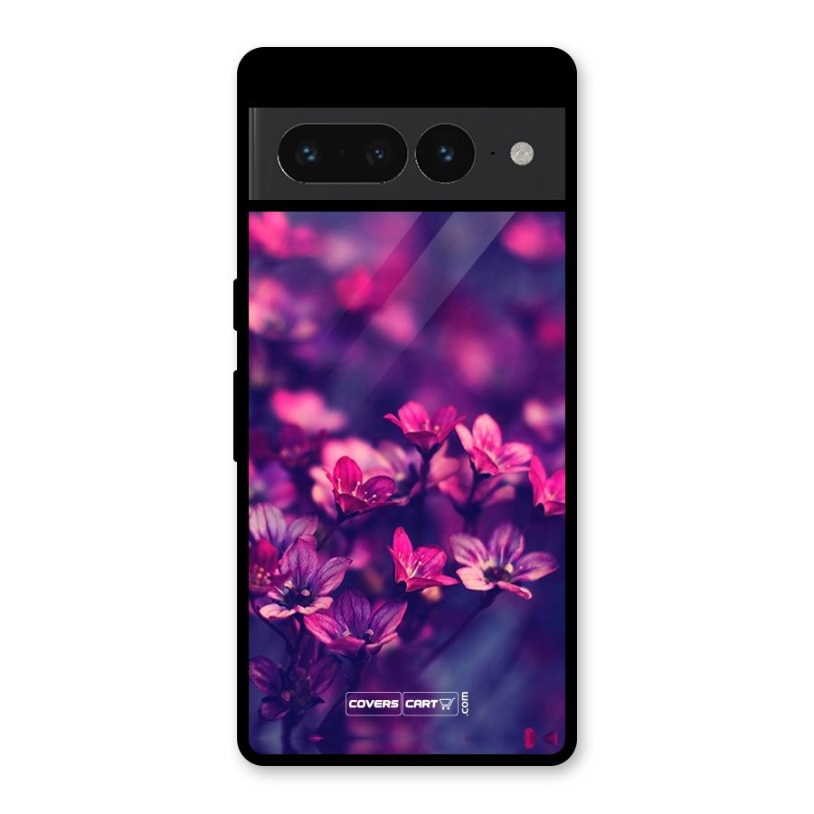 Violet Floral Glass Back Case for Google Pixel 7 Pro