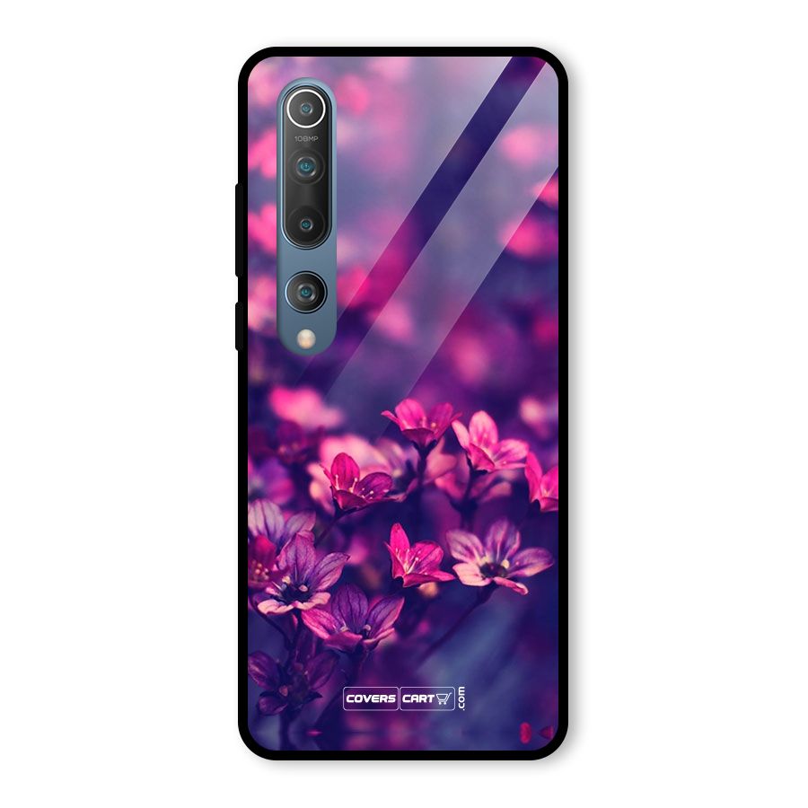 Violet Floral Glass Back Case for Mi 10