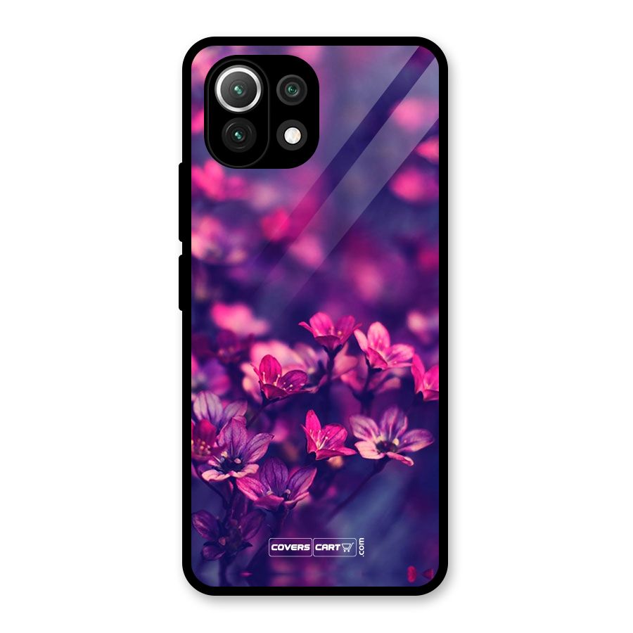 Violet Floral Glass Back Case for Mi 11 Lite NE 5G