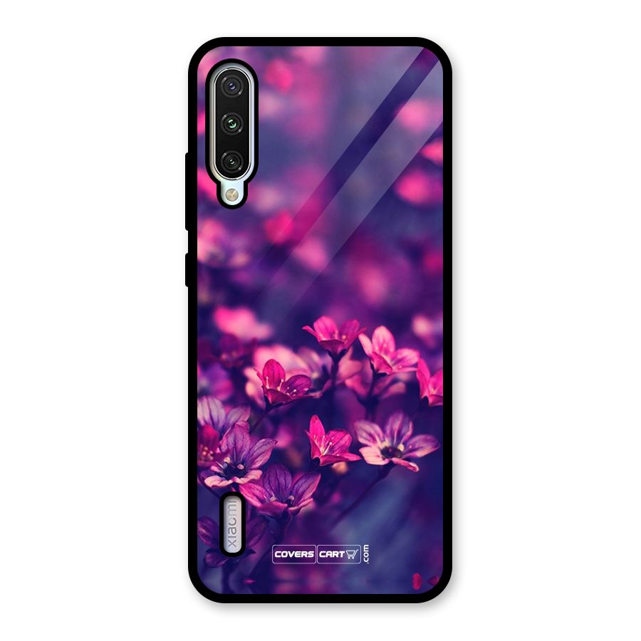 Violet Floral Glass Back Case for Mi A3