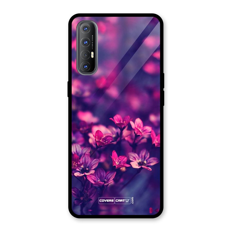 Violet Floral Glass Back Case for Oppo Reno3 Pro
