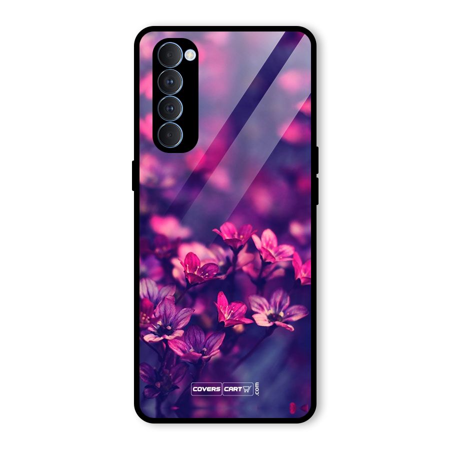 Violet Floral Glass Back Case for Oppo Reno4 Pro