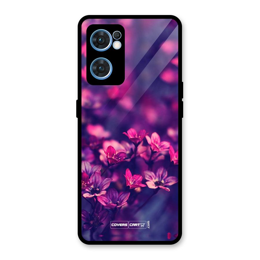 Violet Floral Glass Back Case for Oppo Reno7 5G