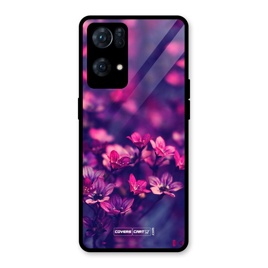 Violet Floral Glass Back Case for Oppo Reno7 Pro 5G
