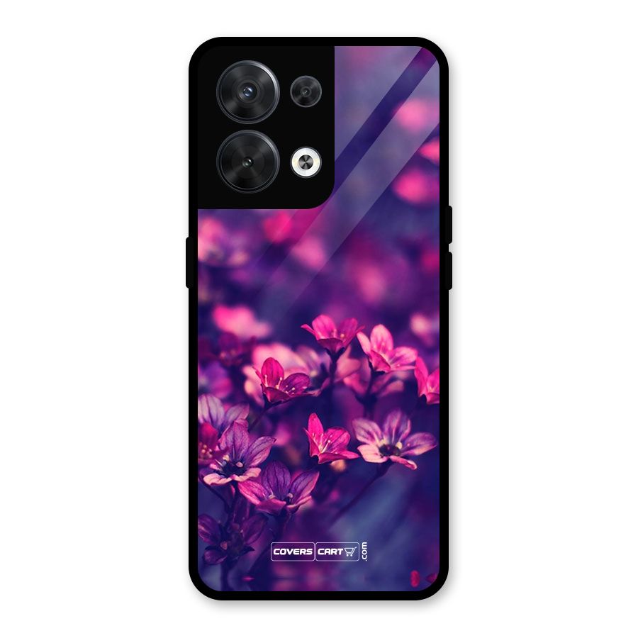 Violet Floral Glass Back Case for Oppo Reno8 5G