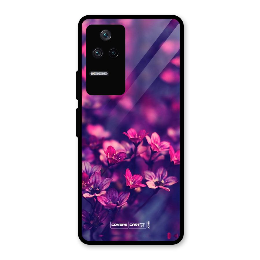 Violet Floral Glass Back Case for Poco F4 5G
