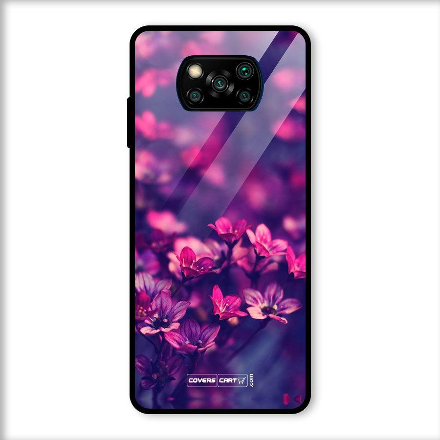 Violet Floral Glass Back Case for Poco X3