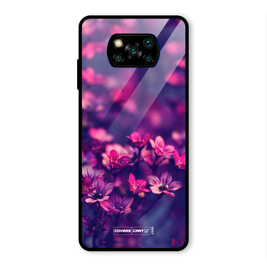 Violet Floral Glass Back Case for Poco X3 Pro