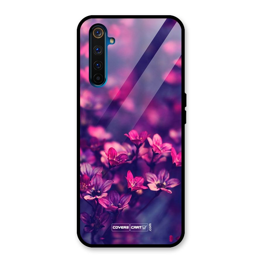 Violet Floral Glass Back Case for Realme 6 Pro