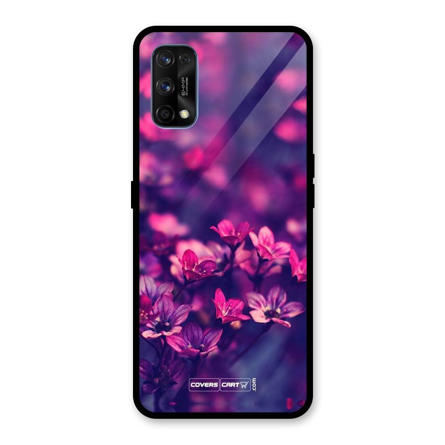 Violet Floral Glass Back Case for Realme 7 Pro