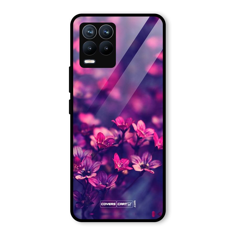 Violet Floral Glass Back Case for Realme 8 Pro