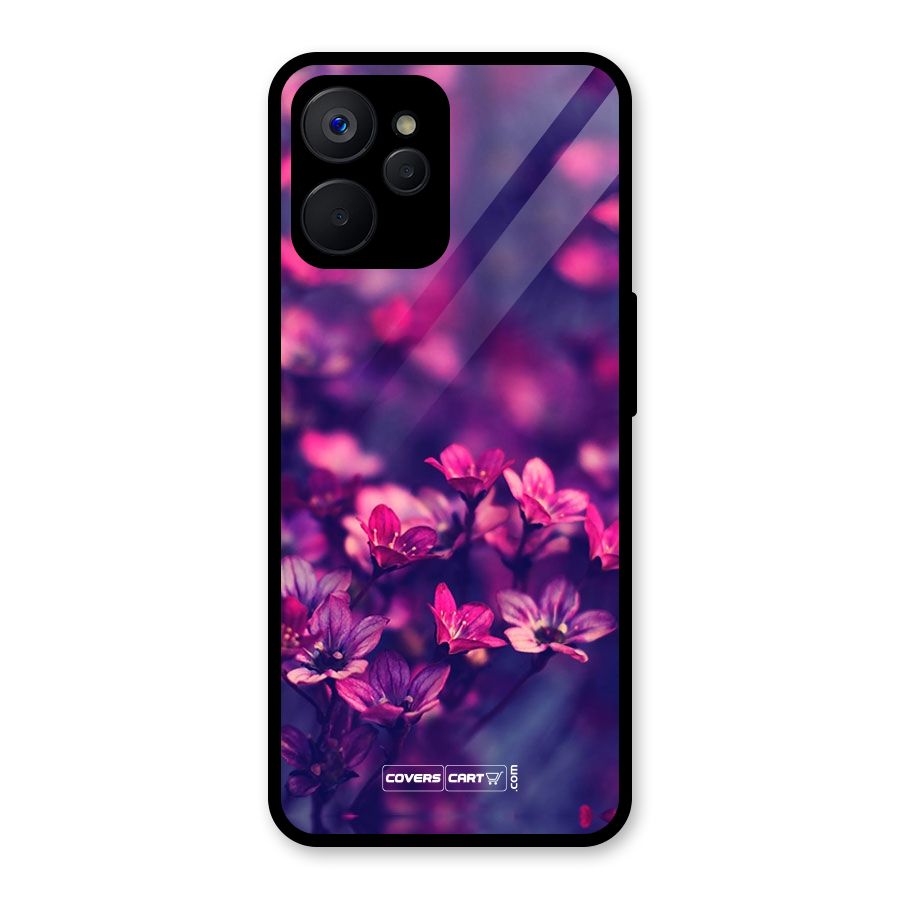 Violet Floral Glass Back Case for Realme 9i 5G