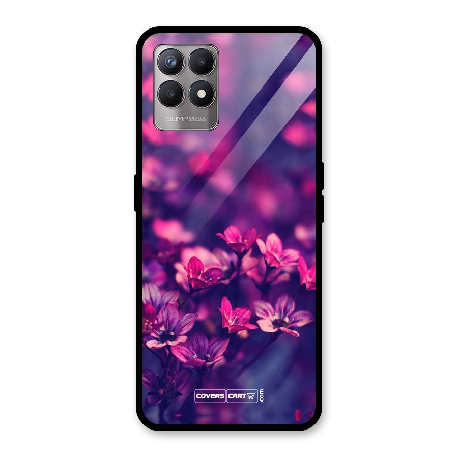Violet Floral Glass Back Case for Realme Narzo 50