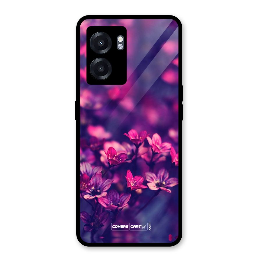 Violet Floral Glass Back Case for Realme Narzo 50 5G
