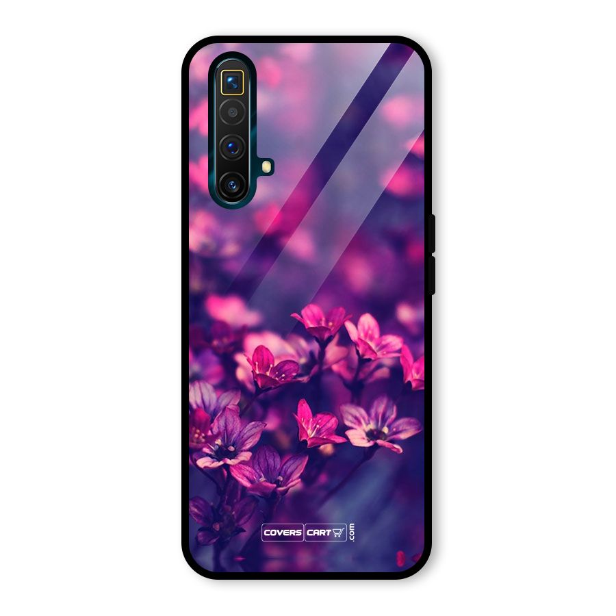 Violet Floral Glass Back Case for Realme X3 SuperZoom