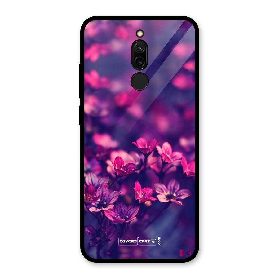 Violet Floral Glass Back Case for Redmi 8