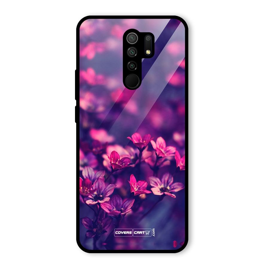 Violet Floral Glass Back Case for Redmi 9 Prime