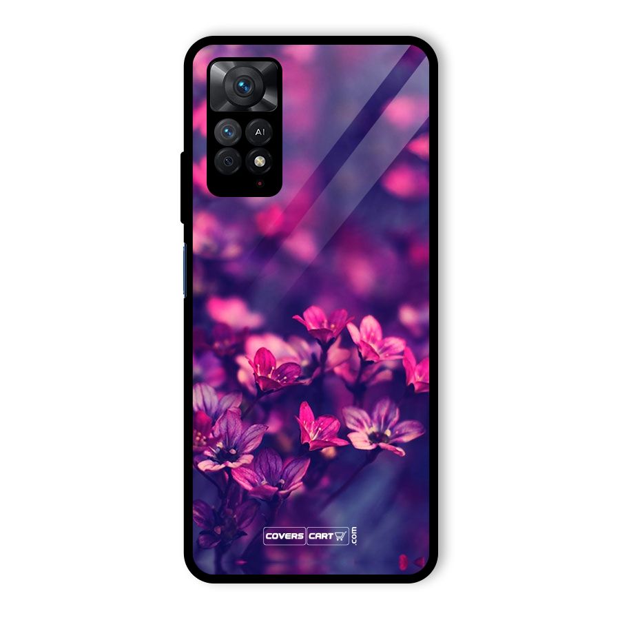 Violet Floral Glass Back Case for Redmi Note 11 Pro