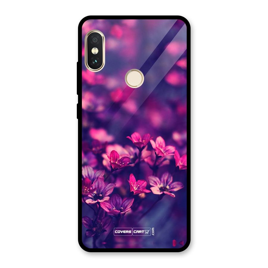 Violet Floral Glass Back Case for Redmi Note 5 Pro
